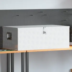 Lukustatav alumiiniumist hoiukast, hõbedane, 100 x 55 x 37 cm