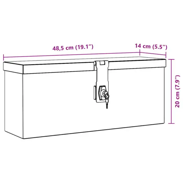 Lukustatav alumiiniumist tööriistakast haagisele, hõbedane, 48,5 x 14 x 20 cm – 8