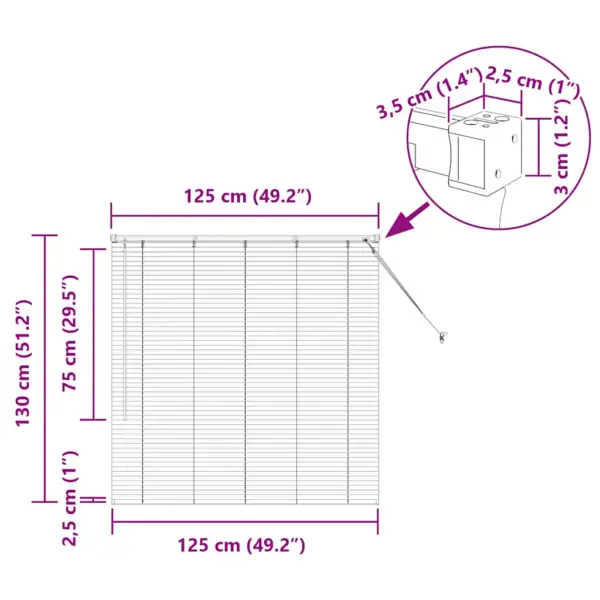 Alumiiniumist Veneetsia ruloo, valge, 130 x 125 cm - 13