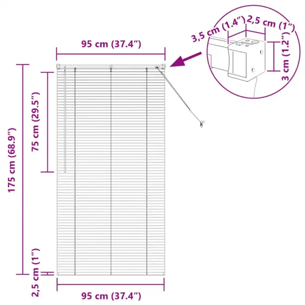 Hõbedane alumiiniumist Veneetsia ruloo 175 x 95 cm – 13