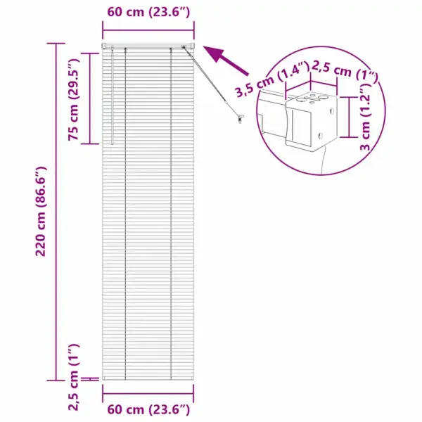 Alumiiniumist Veneetsia ruloo, hõbedane, 220 x 60 cm – 13
