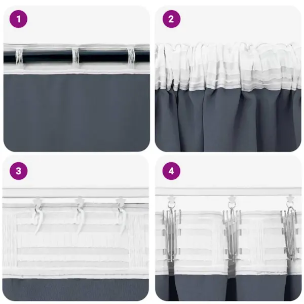Pimendavad kardinad rõngastega, 2 tk, antratsiit, 225 x 140 cm, polüester – 7
