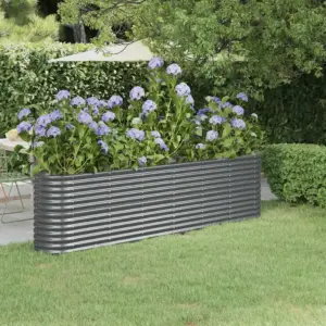 Aia ovaalne taimelava galvaniseeritud terasest, antratsiithall, 260 x 40 x 68 cm