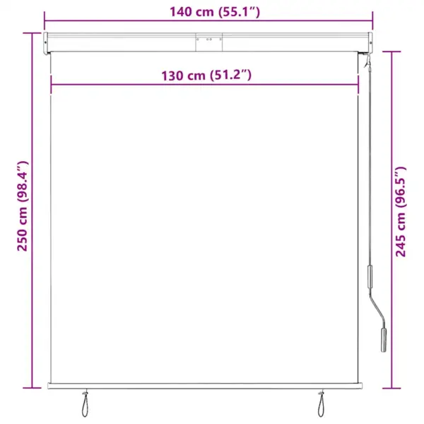 Käsivändaga väliruloo UV-kaitsega, antratsiithall, 140 x 250 cm – 10