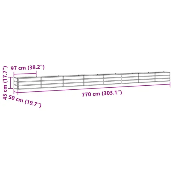 Antratsiitne tsingitud terasest taimekast 480 x 50 x 45 cm – 7