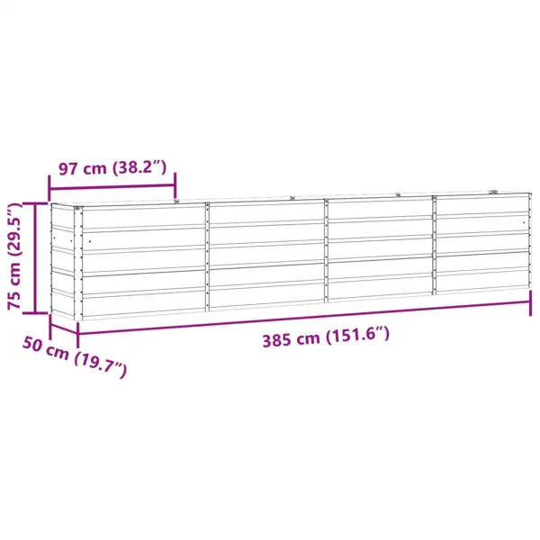 Antratsiitne taimekast kuumtsingitud terasest, 480 x 50 x 45 cm – 6