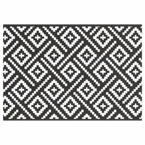 Pööratav UV-kindel õuevaip ARAKIL, valge-must jacquard, 160 x 230 cm, PP – 2