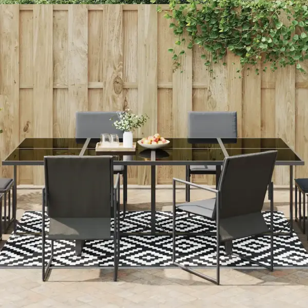 Pööratav UV-kindel õuevaip ARAKIL, valge-must jacquard, 160 x 230 cm, PP – 3