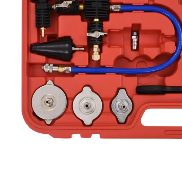 28-osaline auto jahutussüsteemi ja radiaatorikorgi rõhutester, 0–30 PSI, plast ja alumiiniumisulam – 4