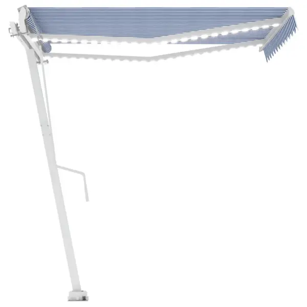 Automaatne õuevarikatus tuuleanduri ja LED-valgustusega, sinine-valge, 350 x 250 cm - 2