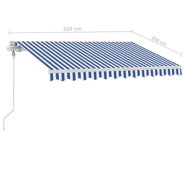 Automaatne õuevarikatus tuuleanduri ja LED-valgustusega, sinine-valge, 350 x 250 cm - 11