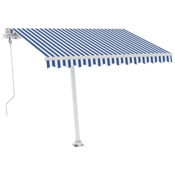 Automaatne õuevarikatus tuuleanduri ja LED-valgustusega, sinine-valge, 350 x 250 cm - 4