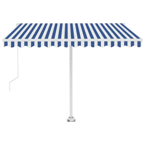 Automaatne õuevarikatus tuuleanduri ja LED-valgustusega, sinine-valge, 350 x 250 cm - 5