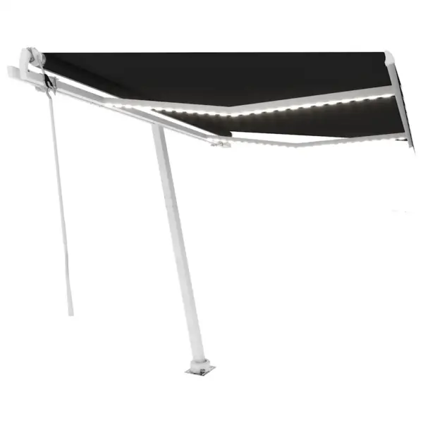 Automaatne terrassimarkiis LED-valgustusega ja tuuleanduriga, antratsiithall kangas, valge alumiiniumraam, 350 x 250 cm - 2