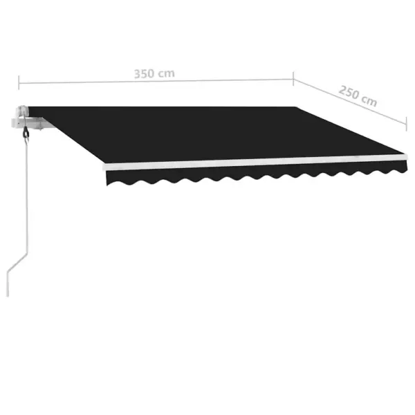 Automaatne terrassimarkiis LED-valgustusega ja tuuleanduriga, antratsiithall kangas, valge alumiiniumraam, 350 x 250 cm - 11