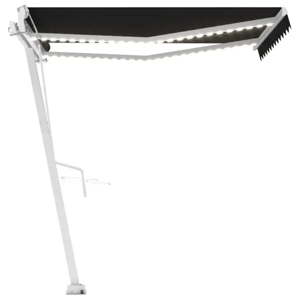 Automaatne terrassimarkiis LED-valgustusega ja tuuleanduriga, antratsiithall kangas, valge alumiiniumraam, 350 x 250 cm - 3