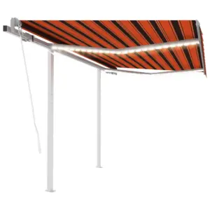 Automaatne terrassivarikatus LED-valgustusega ja tuuleanduriga, 3 x 2,5 m, oranž/pruun