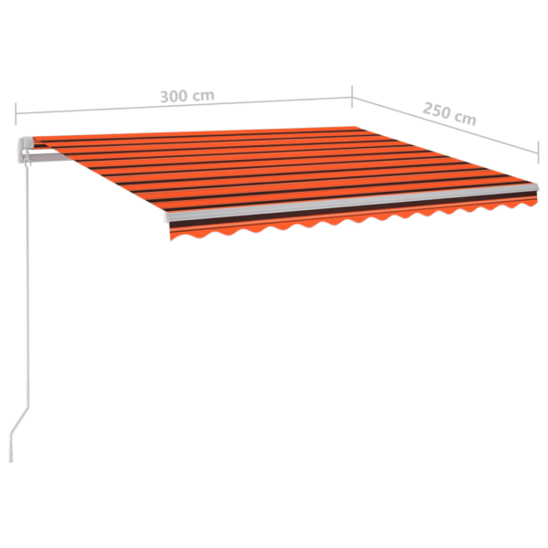 Automaatne terrassivarikatus LED-valgustusega ja tuuleanduriga, 3 x 2,5 m, oranž/pruun - 11