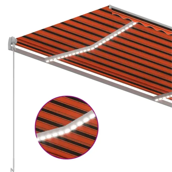Automaatne terrassivarikatus LED-valgustusega ja tuuleanduriga, 3 x 2,5 m, oranž/pruun - 4