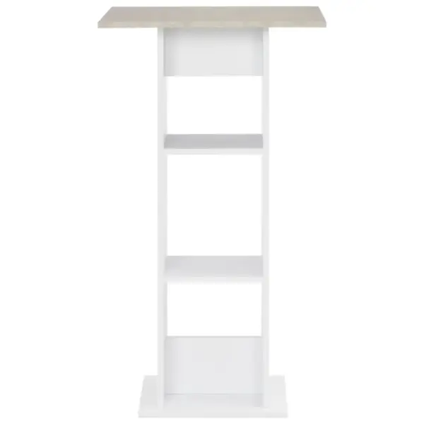 Tehispuidust baarilaud riiulitega, valge ja betoonhall, 60 x 60 x 110 cm – 2