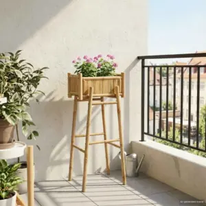 Bambusest aia lillepott alusega, neutraalne, 50 x 38 x 114 cm