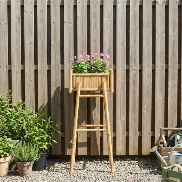 Bambusest aia lillepott alusega, neutraalne, 50 x 38 x 114 cm - 3
