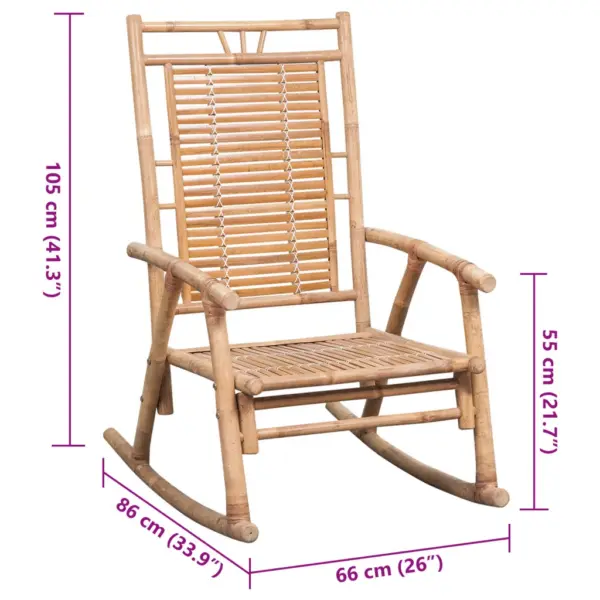 Bambusest kiiktool kreemja veekindla padjaga, 66 x 86 x 105 cm – 8