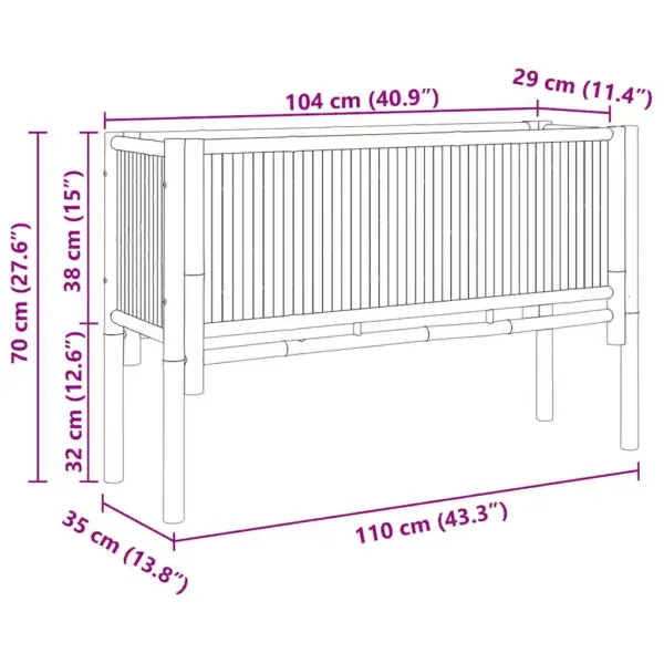 Kõrge bambusest istutuspeenar, pruun, 110 x 35 x 70 cm – 12