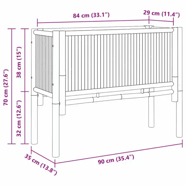 Kõrge bambusest istutuspeenar, pruun, 90 x 35 x 70 cm – 12