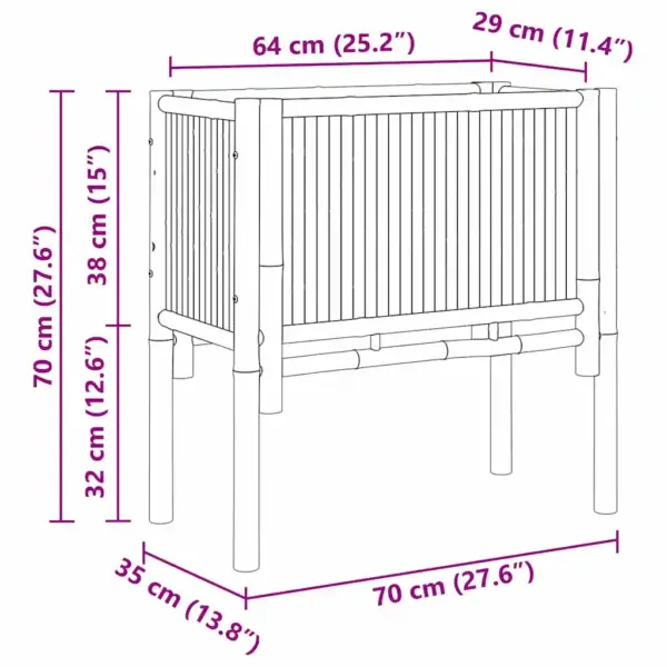 Bambusest kõrge peenar, pruun, 70 x 35 x 70 cm – 12