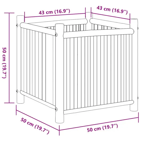 Bambusest kõrgendatud taimekast, pruun, 50 x 50 x 50 cm – 8
