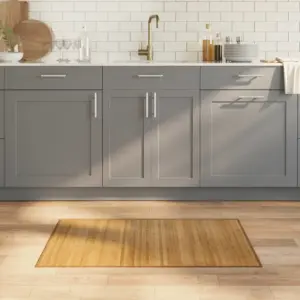 Bambusest ristkülikukujuline vaip libisemiskindla alusega, naturaalne, 60 x 100 cm