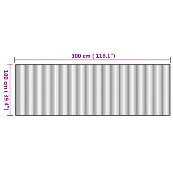 Ristkülikukujuline bambusvaip libisemiskindla alusega, naturaalne, 100 x 300 cm – 8