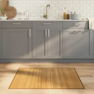 Ristkülikukujuline bambusvaip libisemiskindla alusega, naturaalne, 80 x 100 cm