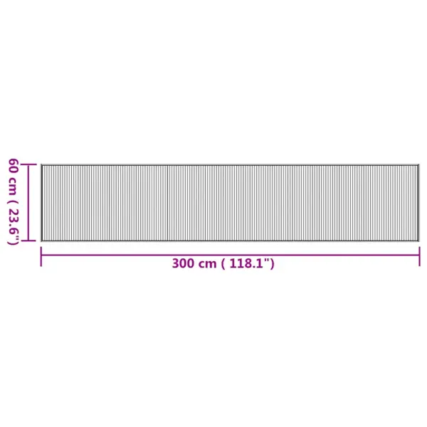 Ristkülikukujuline bambusvaip libisemiskindla põhjaga, naturaalne, 60 x 300 cm – 8