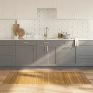 Ristkülikukujuline bambusvaip libisemiskindla tagaküljega, naturaalne, 80 x 200 cm