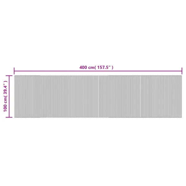 Ristkülikukujuline bambusvaip libisemiskindla tagaküljega, hele naturaalne, 100 x 400 cm – 8
