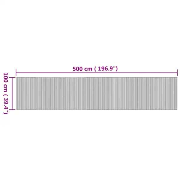 Ristkülikukujuline bambusvaip libisemiskindla tagaküljega, naturaalne, 100 x 500 cm – 8