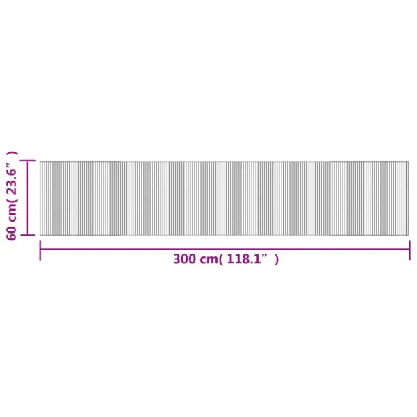 Ristkülikukujuline bambusvaip libisemiskindla tagusega, hele naturaalne, 60 x 300 cm – 8