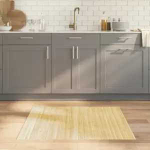 Ristkülikukujuline bambusvaip, hele naturaalne, libisemiskindla tagusega, 80 x 100 cm