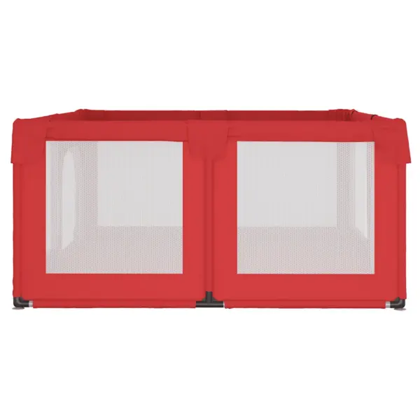 Beebi mänguaedik kahe lukuga uksega, punane Oxford-kangas, 190 x 150 x 70 cm – 6