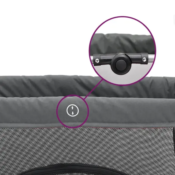 Beebi reisivoodi ja mänguaedik madratsiga, tumehall linane kangas, kokkupandav, 110 x 82 x 67 cm – 7