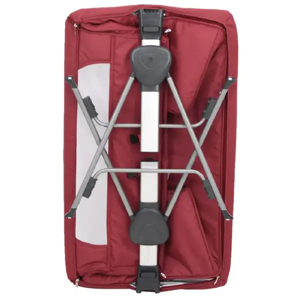 Beebivoodi voodi kõrvale madratsiga, punane linane kangas, reguleeritava kõrgusega, hoiukorviga – 9