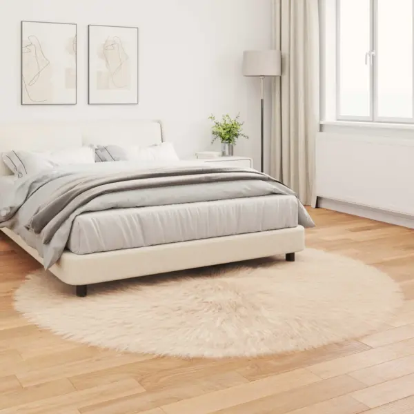 Ümmargune kunstlambanaha vaip Tafalla, beež, Ø 200 cm, polüester – 4