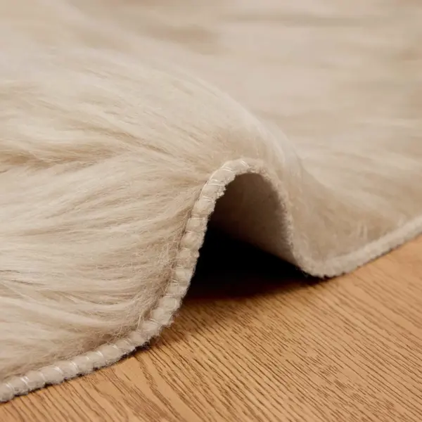 Ümmargune kunstlambanaha vaip Tafalla, beež, Ø 200 cm, polüester – 7