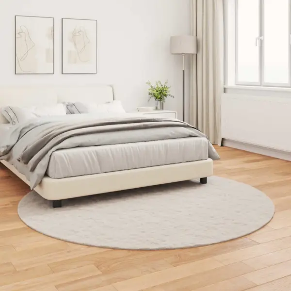 Libisemiskindel kunstküüliku karva ümmargune vaip Olite, beež, Ø 160 cm – 4