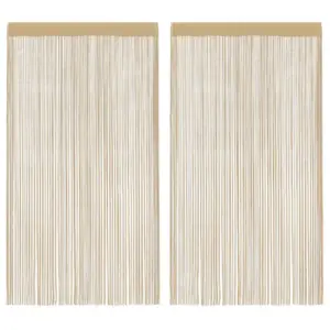 Beežid nöörkardinad uksele ja aknale, 2 tk, 100 x 250 cm