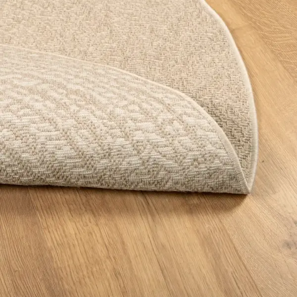 Beež ümmargune sise- ja õuevaip ZIZUR, džuudiefektiga, PP, UV-kindel, Ø 160 cm – 5