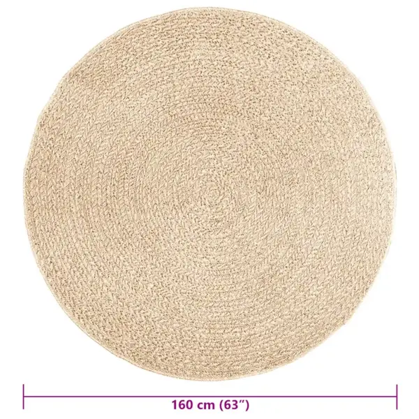 Beež ümmargune sise- ja õuevaip ZIZUR, džuudiefektiga, PP, UV-kindel, Ø 160 cm – 9