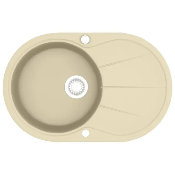 Ühe kausiga ovaalne graniitkomposiitköögivalamu, beež, 770 x 490 mm – 2